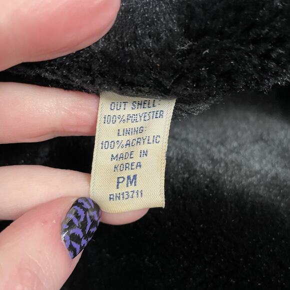 Lord & Taylor Jacket Womens Petite Medium Black Faux Shearling Lined Zip Korea - Picture 4 of 7